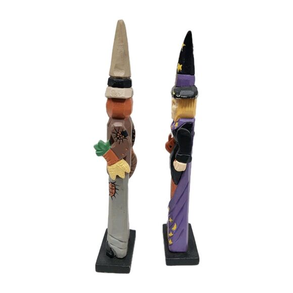 Halloween Wooden Figurines Pumpkin Scarecrow Witch approx 10.25" Moveable Arms - Picture 4 of 6